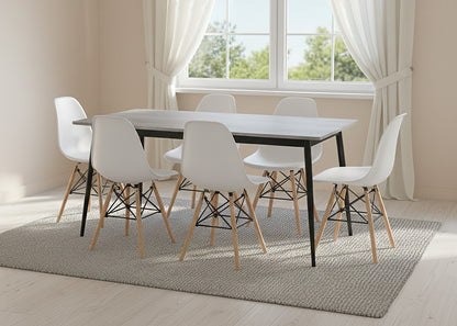 Mesa de Comedor 180cm + 6 Sillas Estilo Nordico