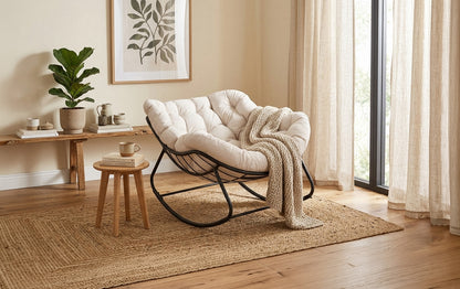 Silla Mecedora Milan Beige. Muebles de Dormitorio, Jardin o Terraza
