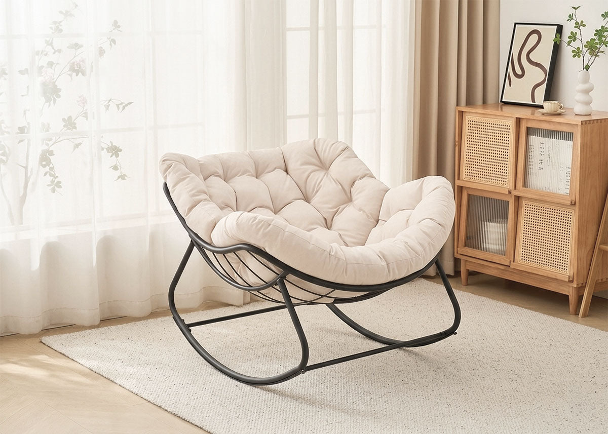 Silla Mecedora Milan Beige. Muebles de Dormitorio, Jardin o Terraza
