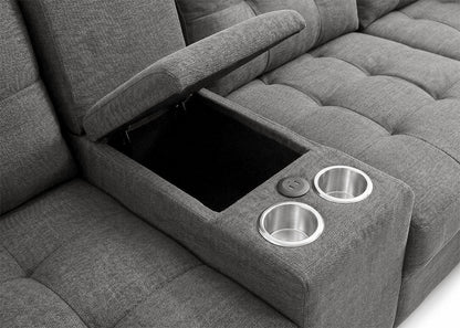 Sofa Doble Chaise Longue Stefano Gris + Portavasos 320cm
