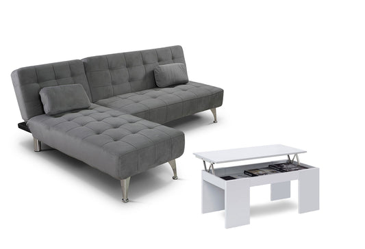 Sofa Cama Chaise Longue Reversible + Mesa de Centro Elevable