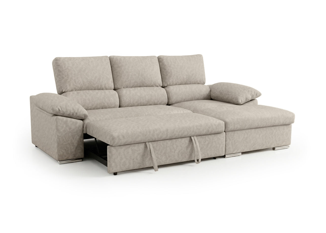 Sofa Cama Chaise Longue Naiara 252cm Beige