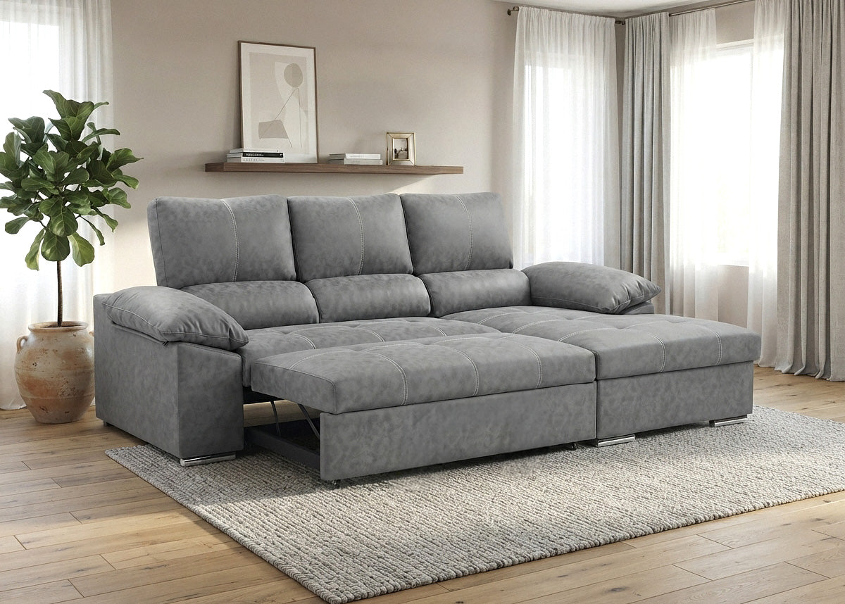Sofa Cama Chaise Longue Naiara 252cm Gris