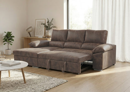 Sofa Cama Chaise Longue Naiara 252cm Marron