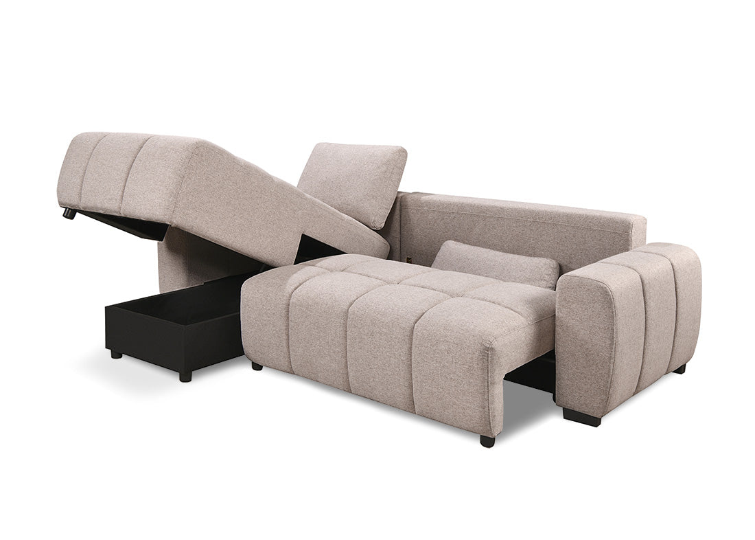Sofa Cama Chaise Longue Nuvola Beige con Arcon 258cm