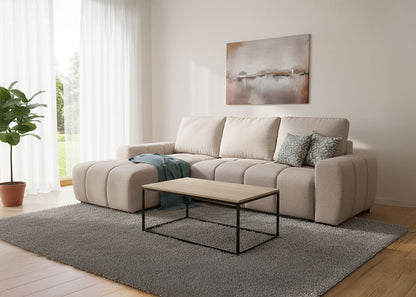 Sofa Cama Chaise Longue Nuvola Beige con Arcon 258cm