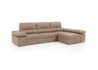 Sofa Cama Chaise Longue Reversible Dave 284cm, Arcon + Puff