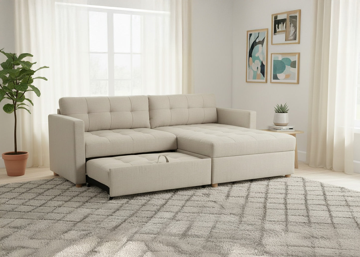 Sofa Cama Chaise Longue Reversible Indigo con Arcon 220cm