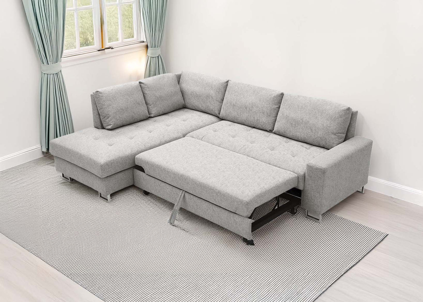 Sofa Cama Rinconera Febe 242cm. Chaise Longue, con Arcon