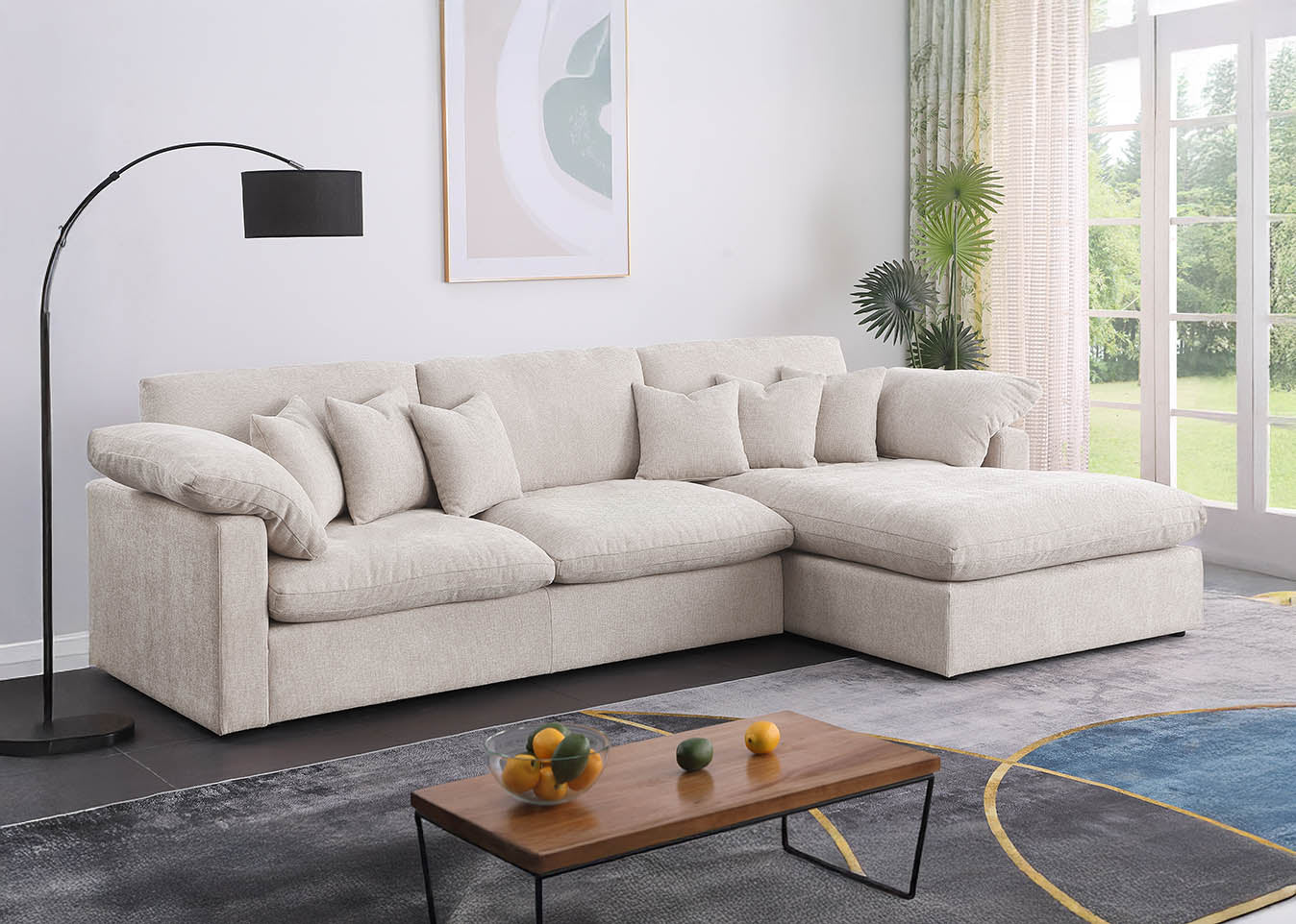 Sofa Chaise Longue Abbi Beige 300cm